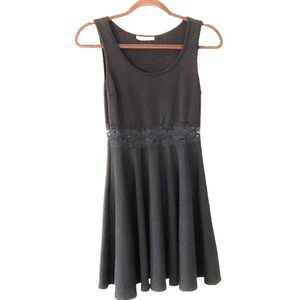 Wild Daisy Black Fit and Flair Dress with Mesh Waist S